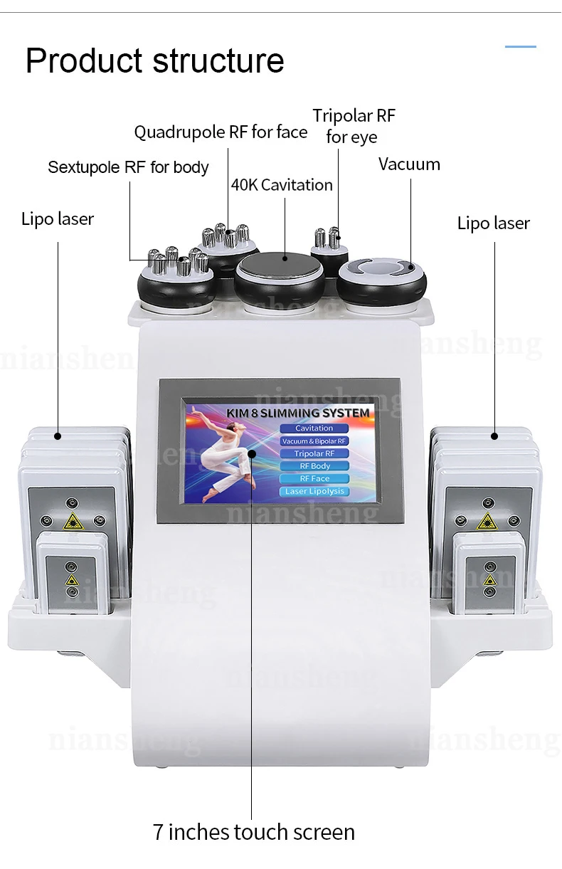 40K вакуумная кавитационная система Лазерная радиочастота RF Lipo Ультразвуковая
