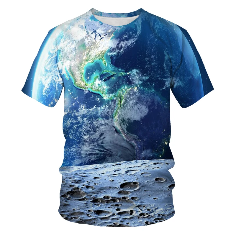 

New universe starry sky pattern 3d T-shirt summer short-sleeved space men's 3D printed T-shirt top casual trendy clothing