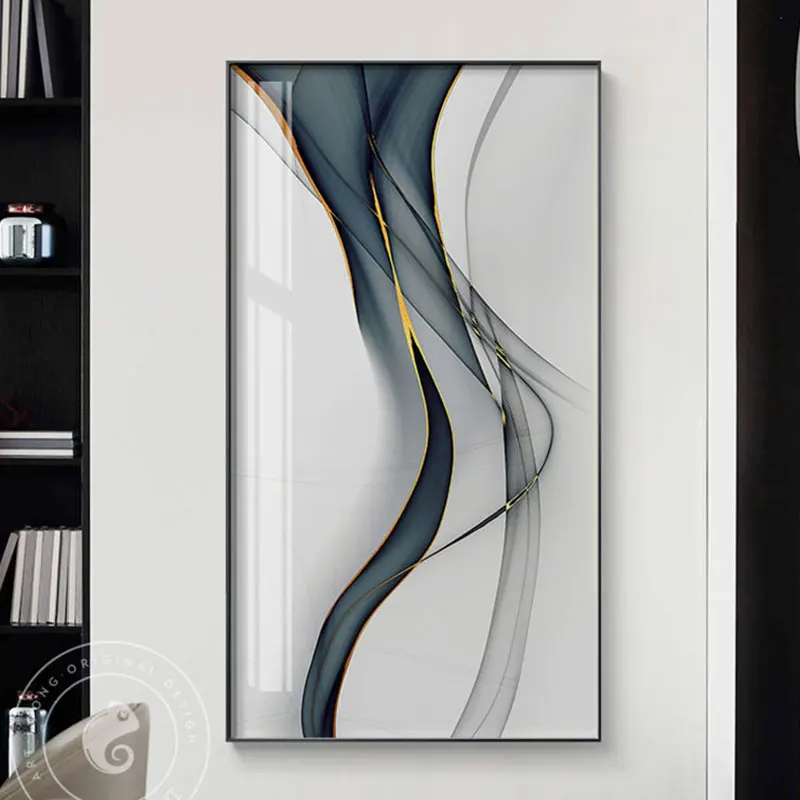 

Nordic Luxury Abstract Wall Art Posters and Prints Golden Lines Decorative Pictures Modern Office Living Room Interior Paintings