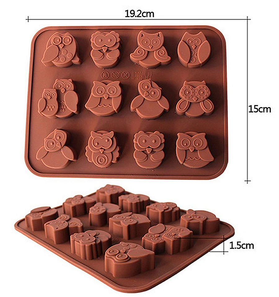 Коричневая Сова шоколадная форма для льда 12 типов формы DIY силиконовые