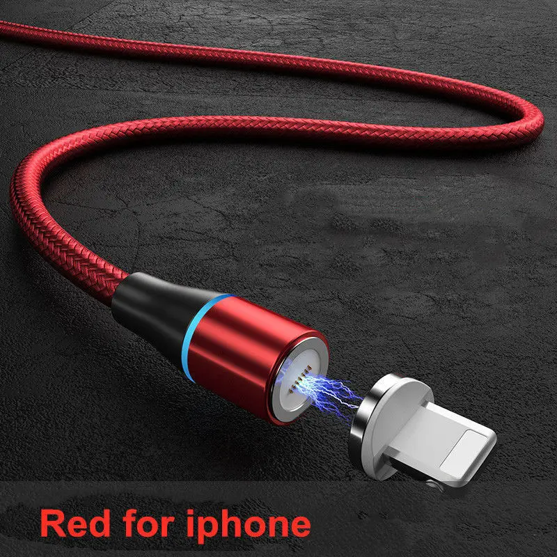 Red for iphone Магнитный кабель Micro USB для быстрой зарядки Vanniso 2m 3A для iPhone X 7 samsung A50 Xiaomi mi9, магнитный кабель usb type-c для передачи данных - Цвет: Red for iphone