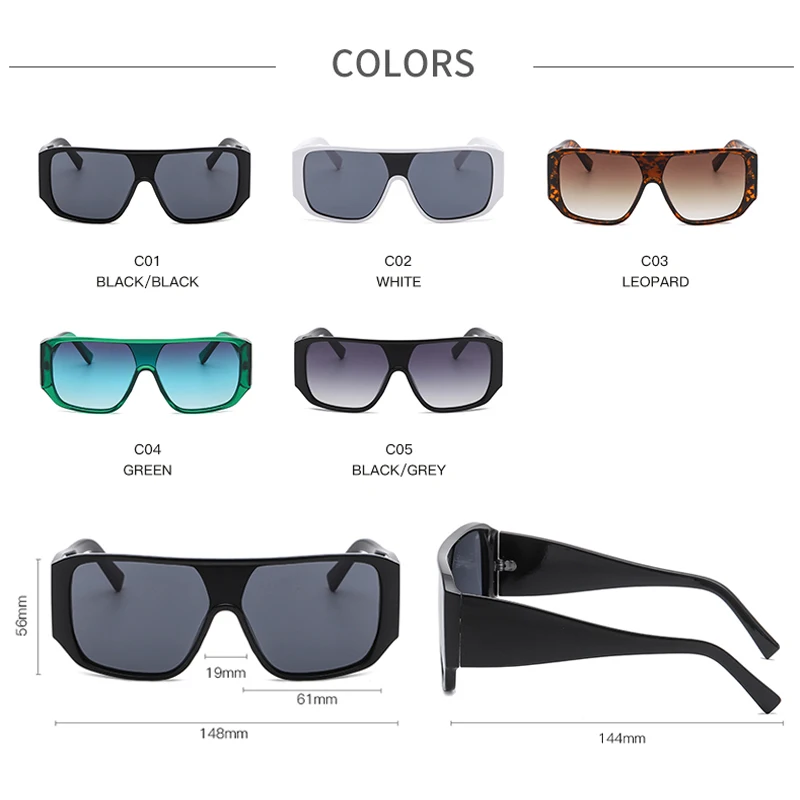 

White Big Frame Square Sunglasses Female Trend Net Celebrity one-piece Sun Glass Women Driving Traveling UV protection Glasses