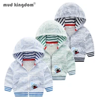 mudkingdom hooded jacket for boys cartoon forging color striped zipper spring autumn outerwear toddler drop shoulder casual tops