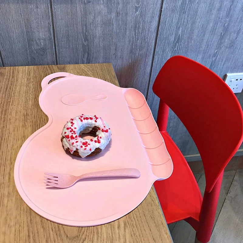 

Childrens Placemats,Silicone Suction Non-Slip Baby Eating Mat with Food Catcher Eholder Fits Most Highchair&Table,Pink
