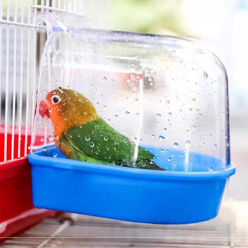 

1PCS Bird Shower Box Plastic Clear Parakeet Bathing Tub Parrot Bath Box Parrot Bathtub Transparent Bird Water Bath Tub Box