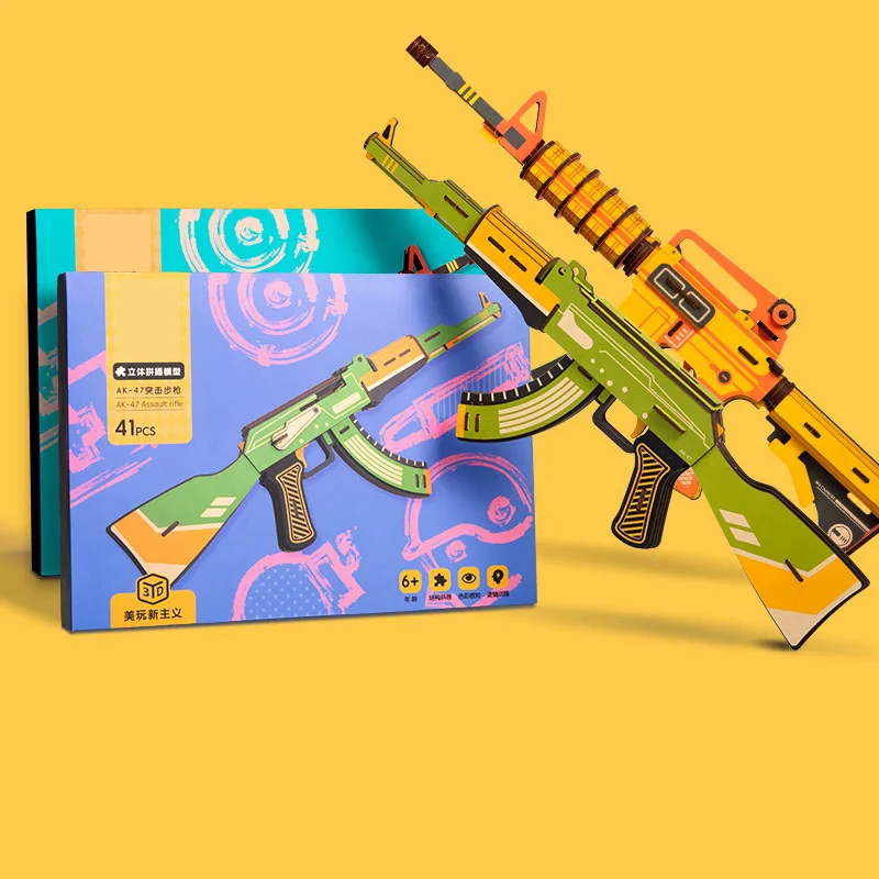 Новый детский цветной карабин AK47/M4/пистолет/винтовка DIY 3D Деревянный пистолет