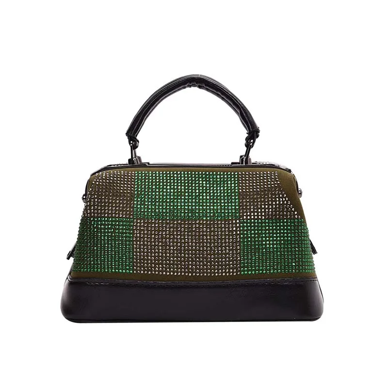 Fashion Women Handbags PU Diamond Totes Bag Top-handle color matching Crossbody Shoulder Lady Simple Style Hand Bags | Багаж и сумки
