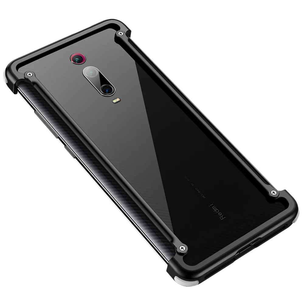 Металлический чехол с подушкой безопасности для Redmi Note 7 Redmi K20, персональный металлический бампер, чехол для Redmi Note 7 Pro K20 Pro, чехол для телефона - Цвет: Black