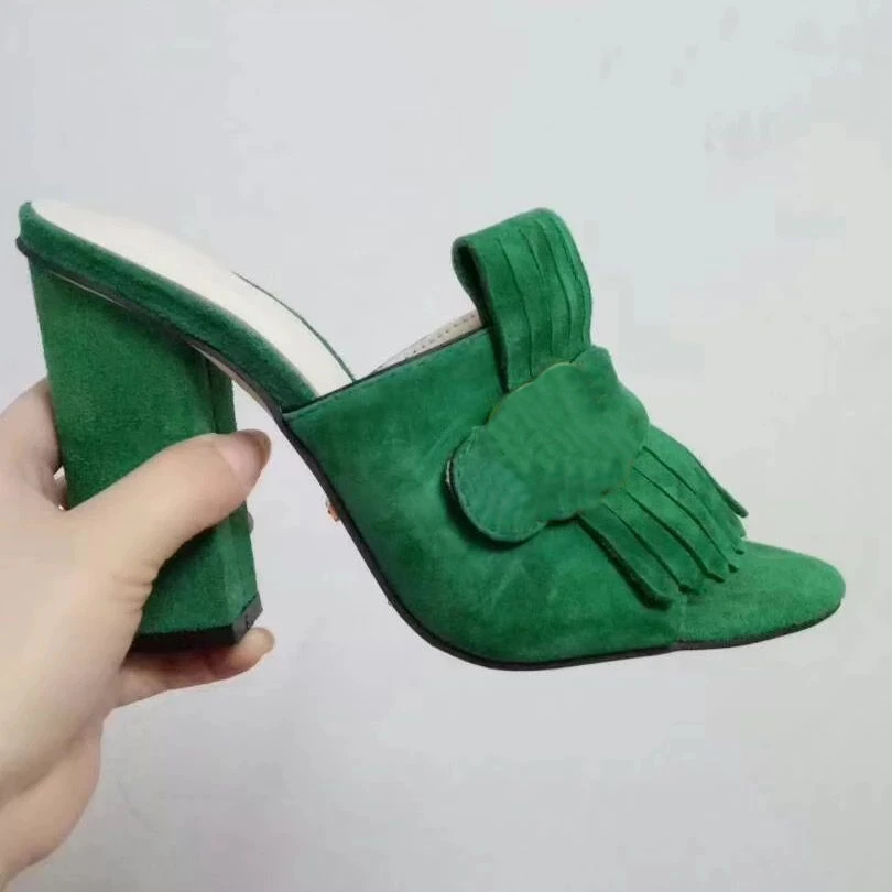 10cm green Chueyz/модные летние босоножки; женская обувь из натуральной замши; туфли-лодочки на высоком каблуке; женская обувь с открытым носком; бренды наивысшего качества - Цвет: 10cm green