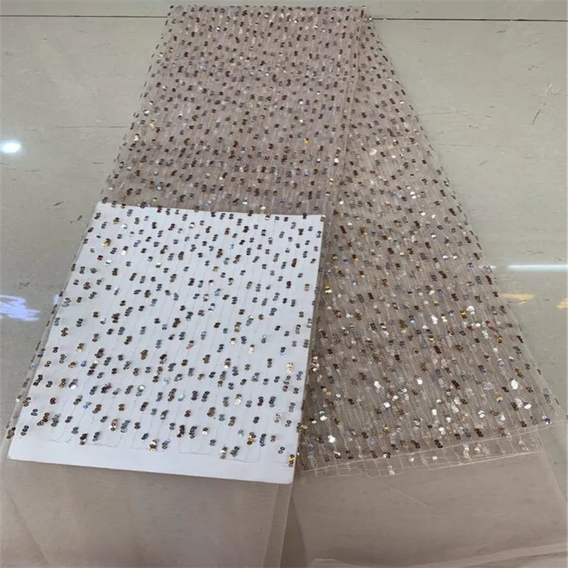 Нигерийская французская кружевная ткань с блестками африканский тюль голубого