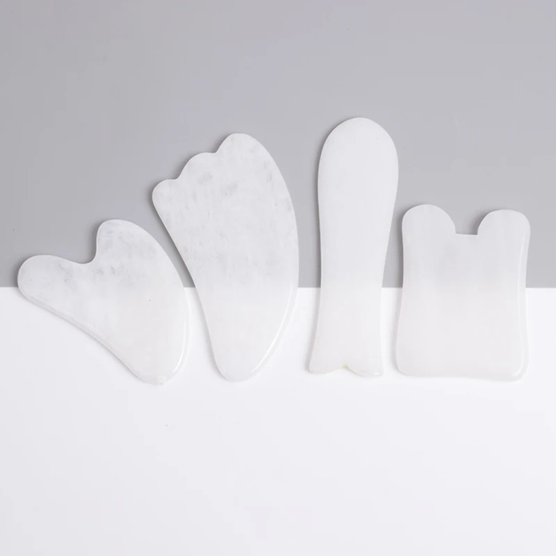 Массажер гуаша для ухода за лицом натуральный нефритовый кристалл белого цвета