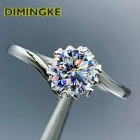 dimingke 1ct 6 5mm d moissanite twisted ring passed diamond test s925 silver fine jewelry wedding cocktail party