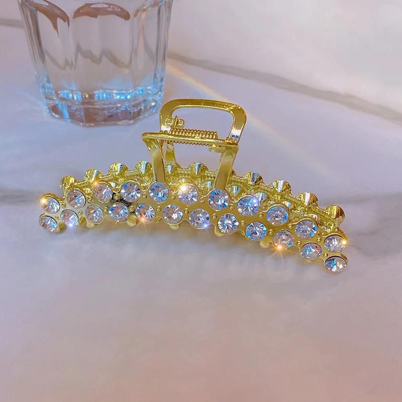 

Retro Opal Metal Crystal Barrette Shark Clip Rhinestone Hairpin Hair Clips Gifts Ponytail Buckle Hairgrip Hair Accessories