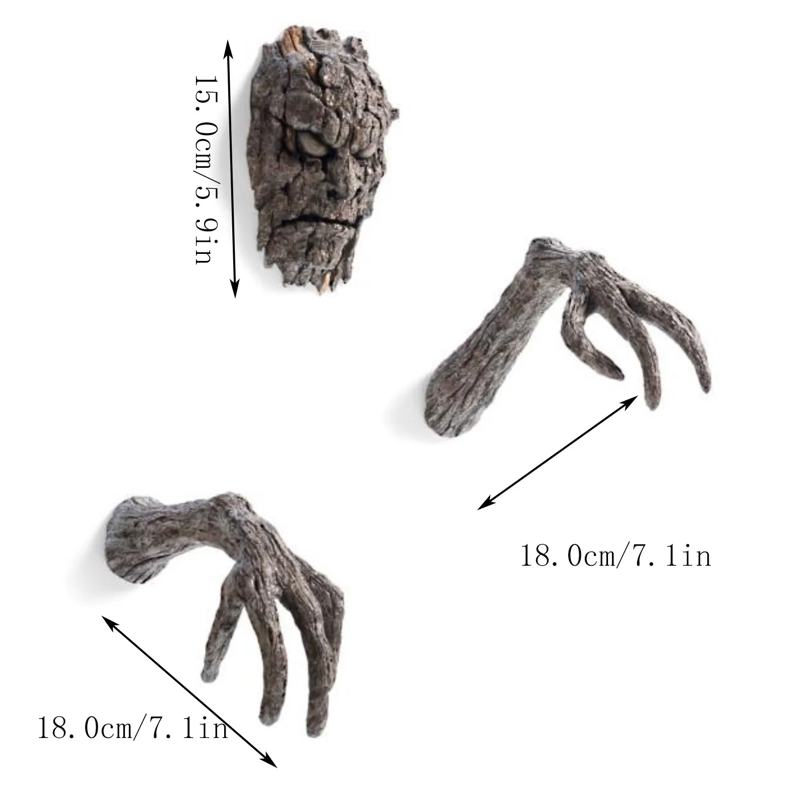 

1PC Face Oranment 15x9cm Tree Bark Face Tree Facial Makeup Facial Features Decoration Easter Spooky Face-and-arms Tree Decor