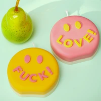nicole round big candle silicone mold unique letter with smile shape candle making mould