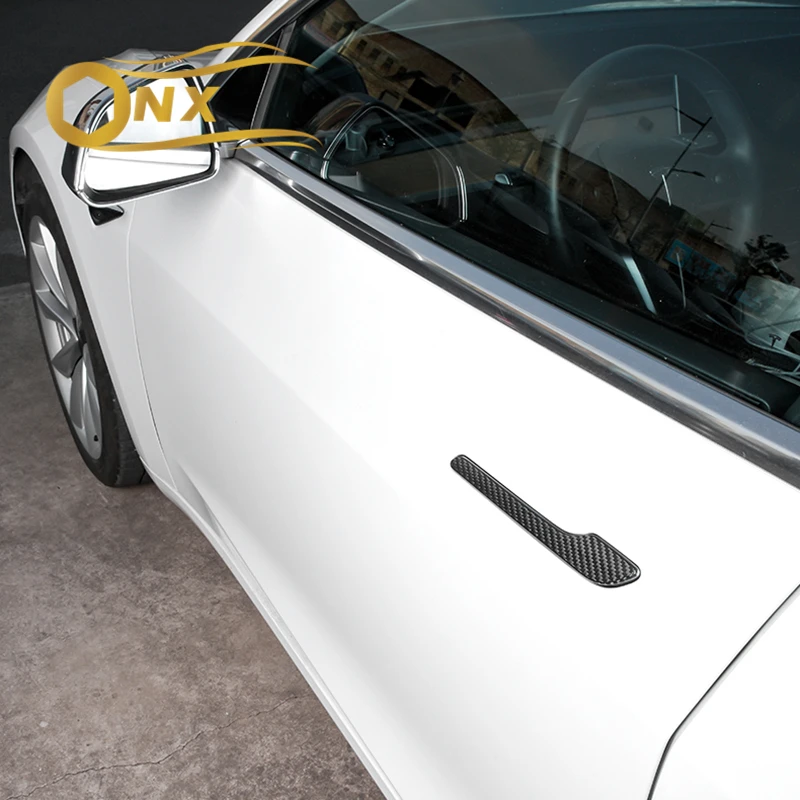 

Car carbon fiber door handle decorative cover scratch cover For Tesla model3 Exterior modified Accessories