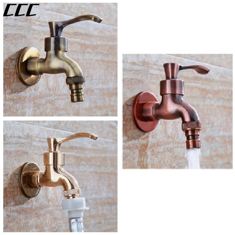 

CCC Household antique wall-mounted faucet Decoration outdoor garden mop pool washing machine single cold quick opening faucet