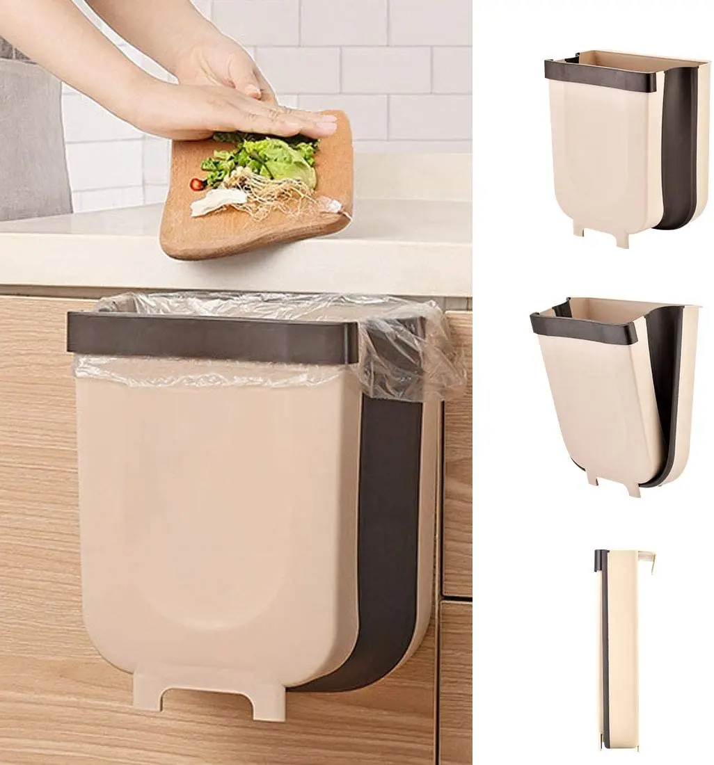 

Hanging Trash Can for Wall-Mounted Trash Can Foldable Waste Bins for Door Bedroom Dorm Room Car - Large Capacity