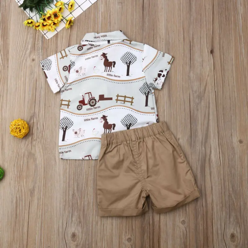 2 шт. футболка с принтом и шорты для мальчиков |