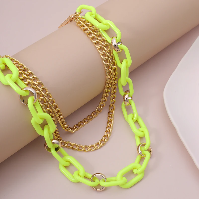 Цепочка для ключей мужская трехслойная неоновая из акрила цепочка бумажник