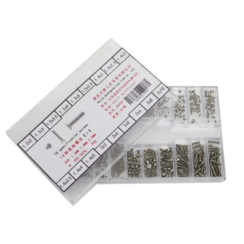 Набор для самостоятельной сборки мини-винтов 500 шт. 18 типов нержавеющая сталь