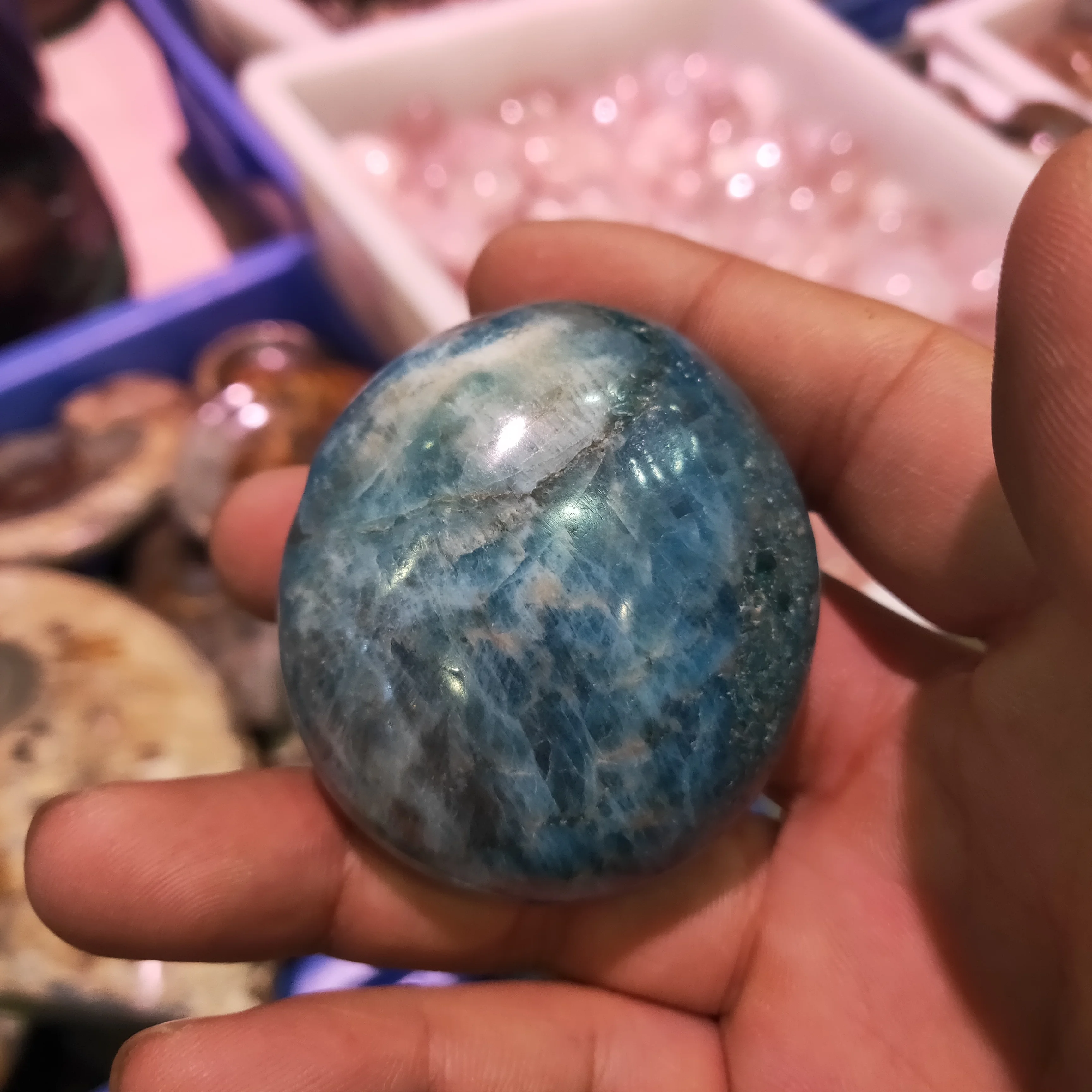 Натуральный хрустальный грубый камень украшения из голубого апатита рукоятки