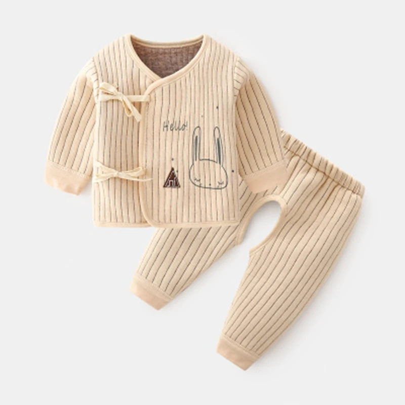 Одежда для новорожденных девочек и мальчиков 2020 мультяшный теплый комплект из