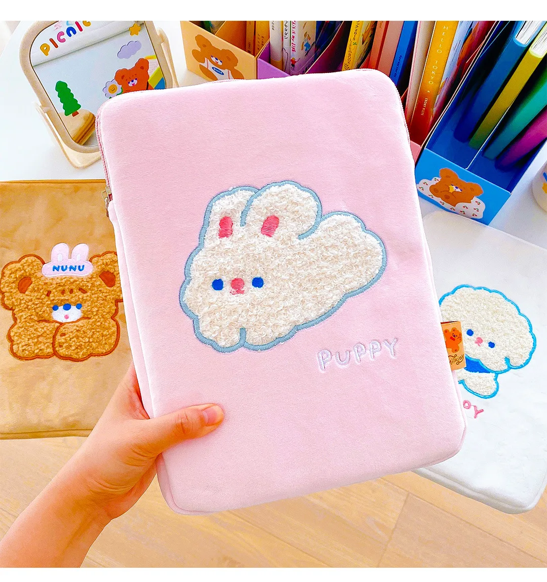 

Ins Cute Bear Case for Ipad 11 10.5 9.7 Inch Liner Bag Girl Tablet Storage Pouch Cute Shockproof Protective Sleeve