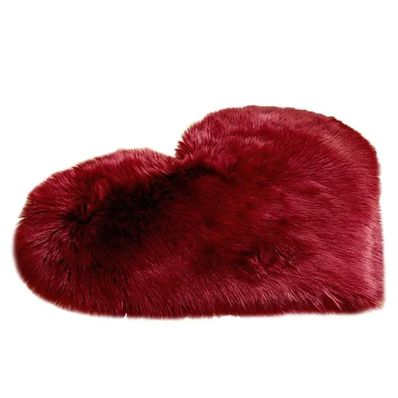 Wine red color Пушистый Коврик в форме сердца, лохматый пол, мягкий искусственный мех, для дома, спальни, Пушистый Ковер, удобный ворсистый, пушистый, противоскользящий ковер - Цвет: Wine red color