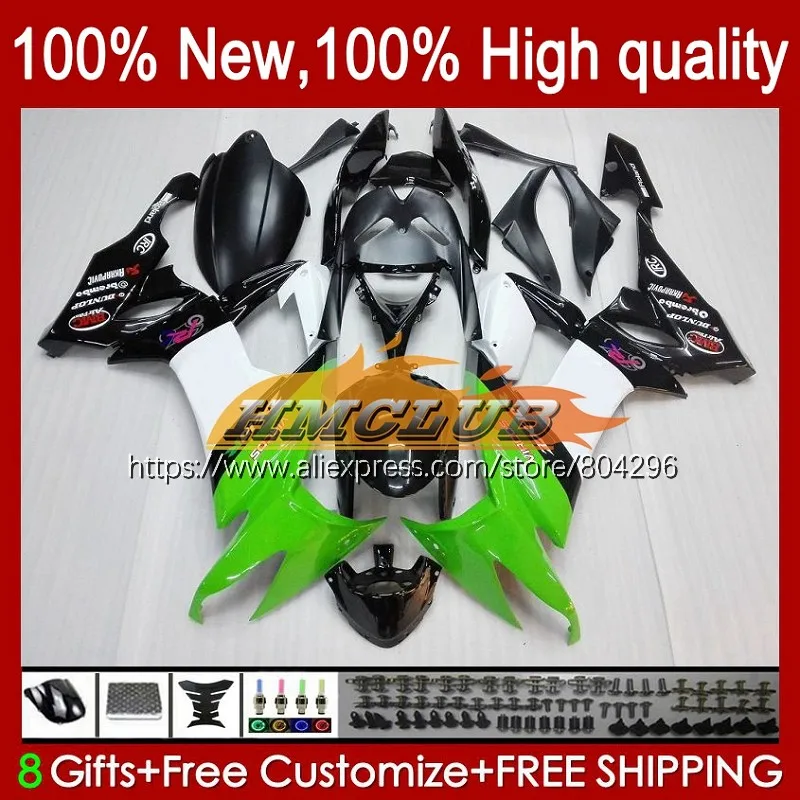 

Корпус для KAWASAKI NINJA ZX1000C ZX-10R ZX 10R 1000CC 2008 2009 2010 86No.4 ZX1000 ZX 10 R ZX10R 08 09 10 Обтекатели зеленый белый