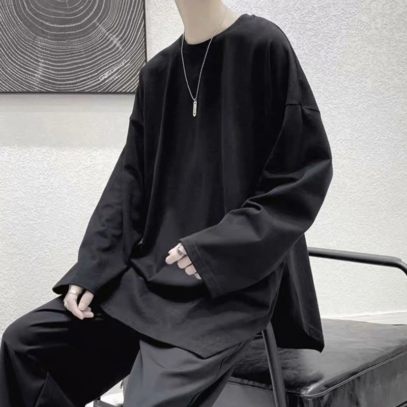 

Spring Autumn Thin Plain Simple Base T-Shirt Oversize Loose Style Harajuku Casual Long Sleeve Clothes Funny Couple Streetwear
