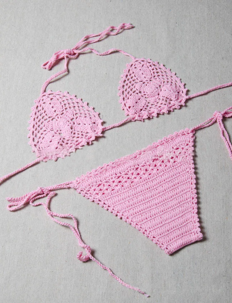 Ручная работа бразильские бикини Для женщин Купальники Холтер кроше на