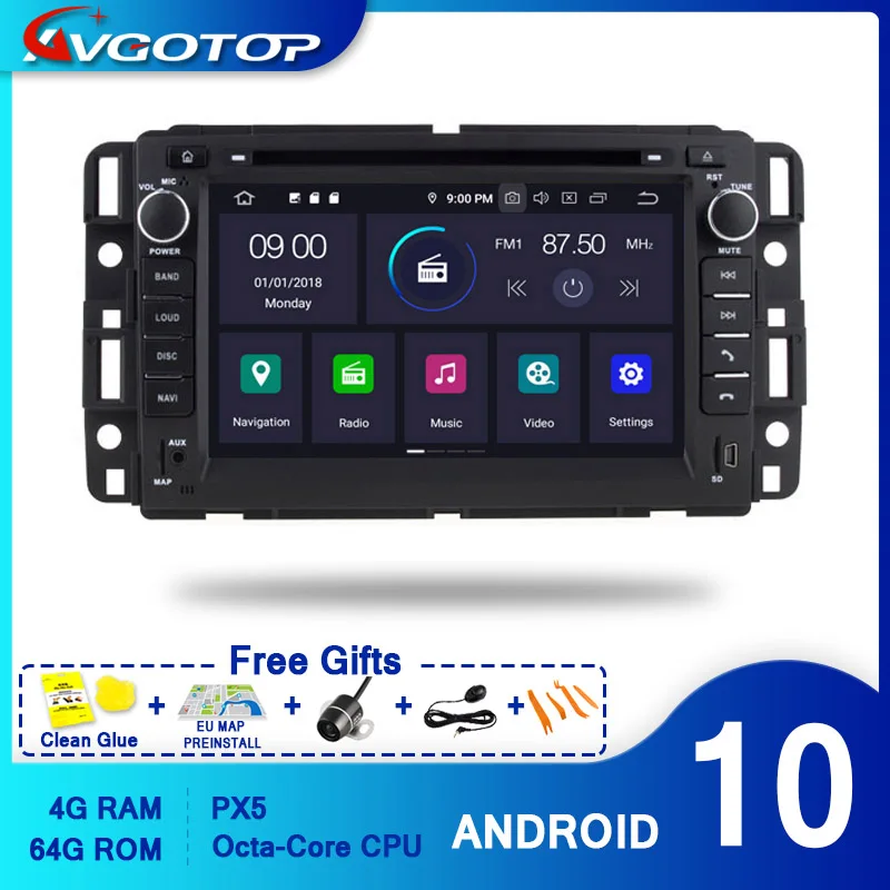 Автомагнитола AVGOTOP на Android 10 для GMC Chevrolet Express Van Tahoe YUKON пригородный адиая Buick