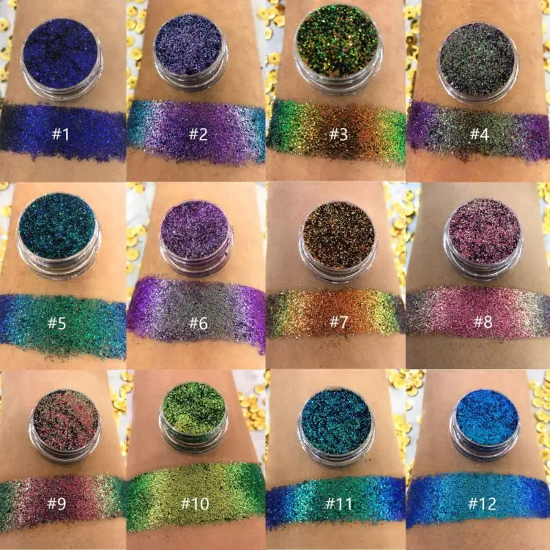 

12 Color Glitter Eyeshadow Pigment Professional Eye Makeup Diamond Shiny Long-lasting Make Up Highlight Eye Shadow Maquillage