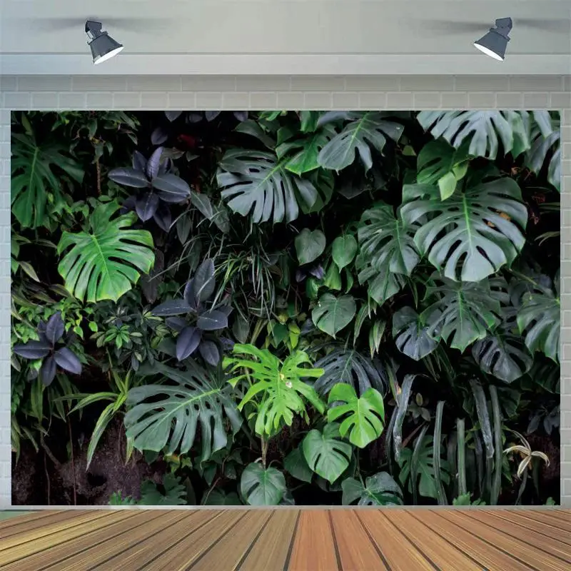 

Spring Photography Backdrop Grass Foliage Tropical Palms Tree Leaves Birthday Party Photo Studio Photographic Background Props