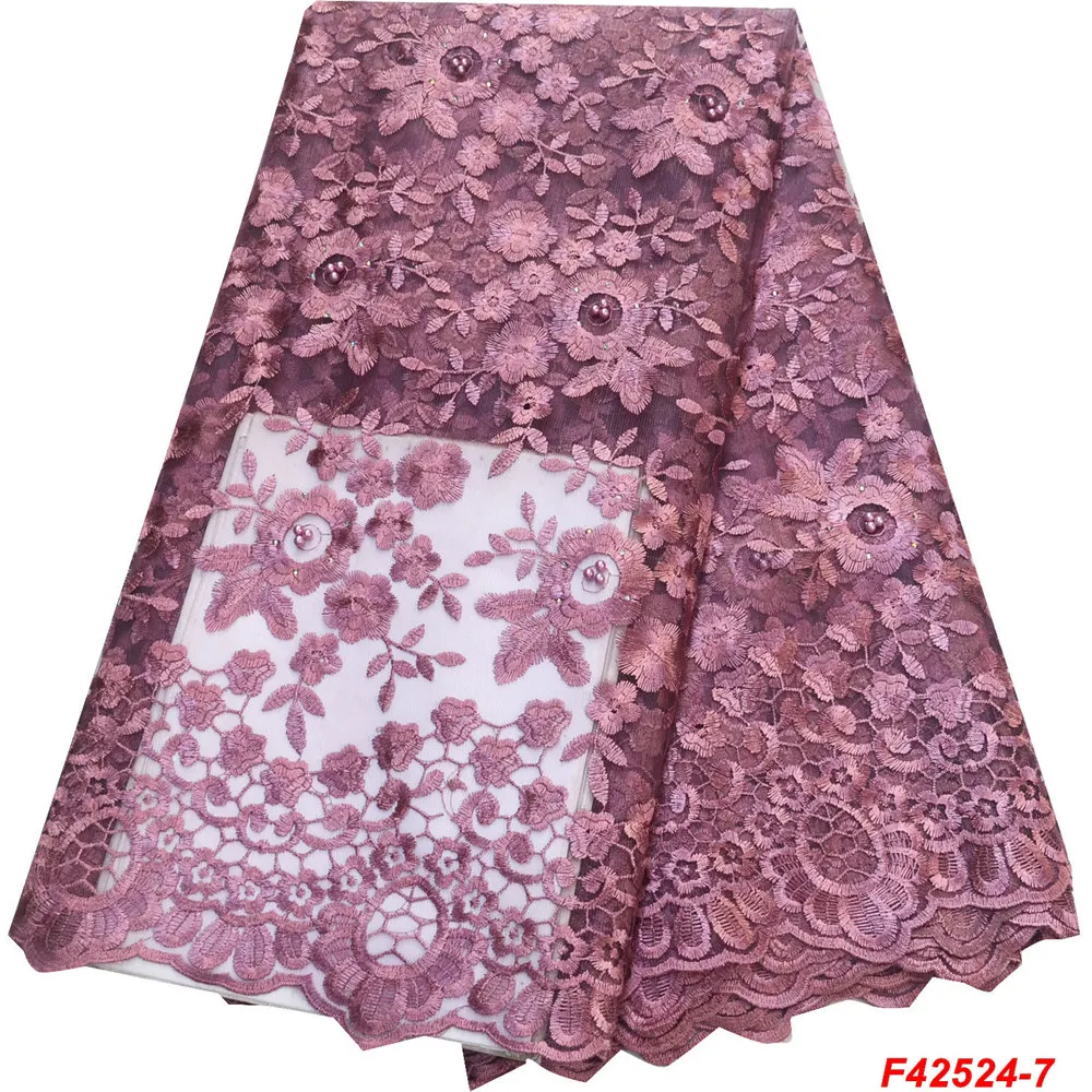 Африканская кружевная ткань вышитая цветными бусинами нигерийские кружева