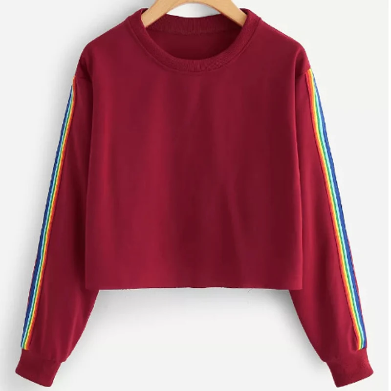 

Warm Hoodies Sweatshirts Woman Fashion Red Black Autumn Winter Fleece Round Neck Long Sleeve Hoody For Female