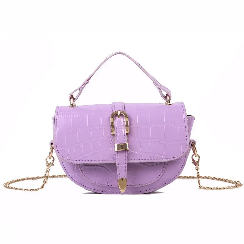 

Small female bag 2020 new portable semi-circular shoulder saddle bag fashion crocodile chain crossbody bag