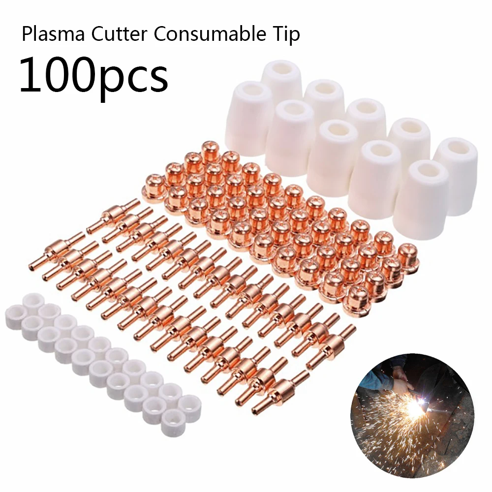 100 шт. плазменный резак наконечник электроды комплект сопел расходные