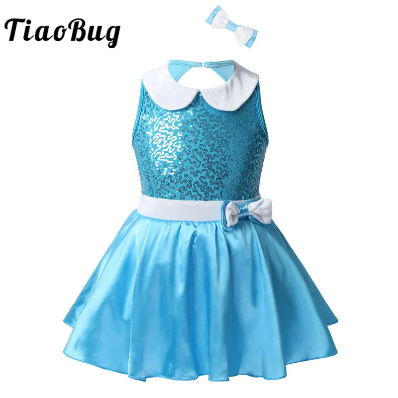 

TiaoBug Kids Sleeveless Shiny Sequins Skating Jazz Ballet Leotard Dress Girls Stage Performance Christmas Lyrical Dance Costumes