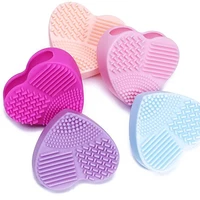 heart shape makeup brush cleaner glove mat silicone cosmetic brushes cleaning scrubber board brush washing pad 5 colors