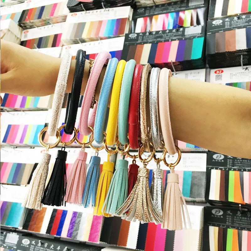 2020 креативный PU кожаный браслет брелок модный карамельный цвет Кожевенная