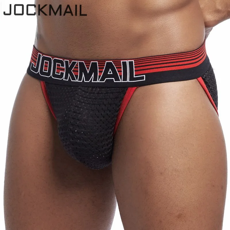 Мужские сетчатые трусы JOCKMAIL сексуальные дышащие трусы-бикини из ледяного шелка