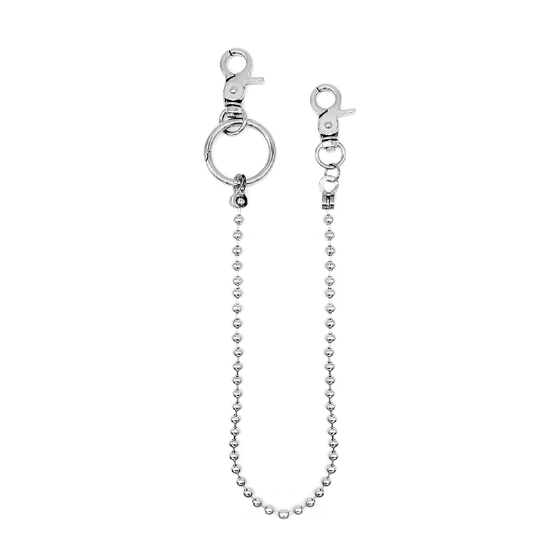 Stainless Steel 64cm Aioclo 64 см длинные бусины из нержавеющей стали кошелек пояс цепь Рок Панк Брюки-хипстер Жан брелок серебряное кольцо клип брелок - Цвет: Stainless Steel 64cm