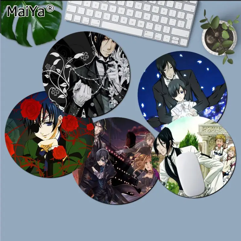 

MaiYa Your Own Mats Black Butler round Mouse pad PC Computer mat gaming Mousepad Rug For PC Laptop Notebook