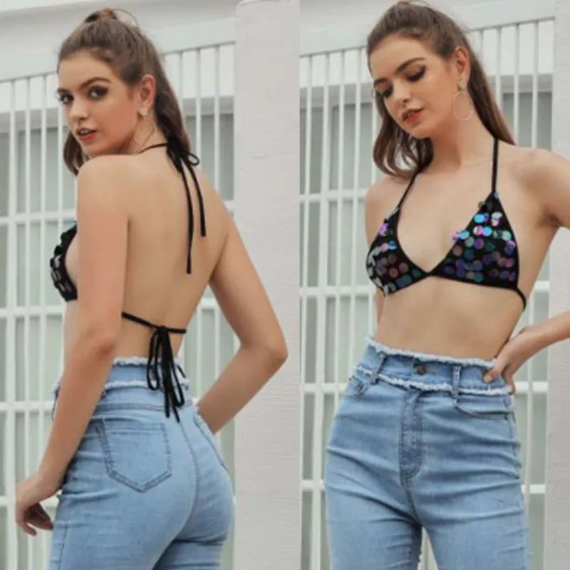 2019 хит женский сексуальный блестящее бикини с блестками комплект бретельками