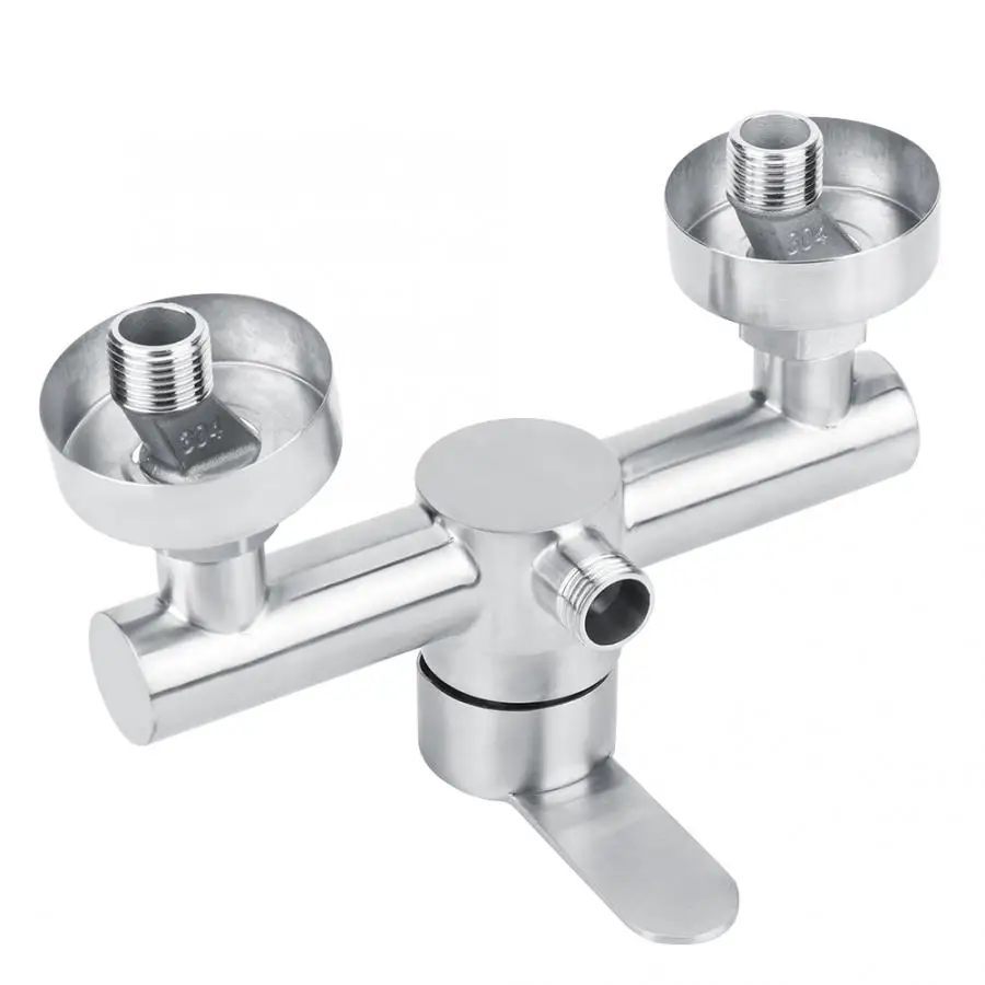 

Stainless Steel Shower Faucet Mixer Valve Double Type Bathroom Shower Hot Cold Water Tap G1/2in Thermostatic Twin Outlet Faucet