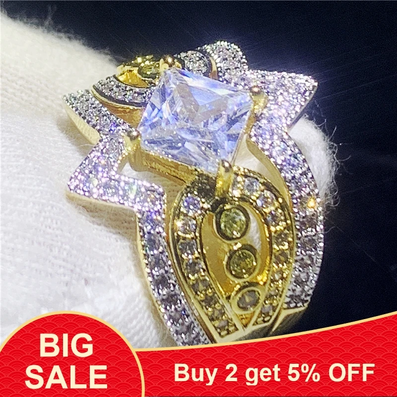 Комплект золотых колец обещаний 3 в 1 серебро 925 пробы фианит АААА обручальное