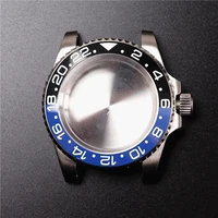 40mm gmt steel watch case for seiko skx007 009 nh35a parts nh36 8215 8200movement mirror refit ceramic insert bezel modification