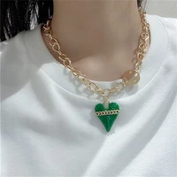 fashion girl smiley sweater chain women vintage contracted hip hop heart shaped pendant clavicle chain new jewelry earrings